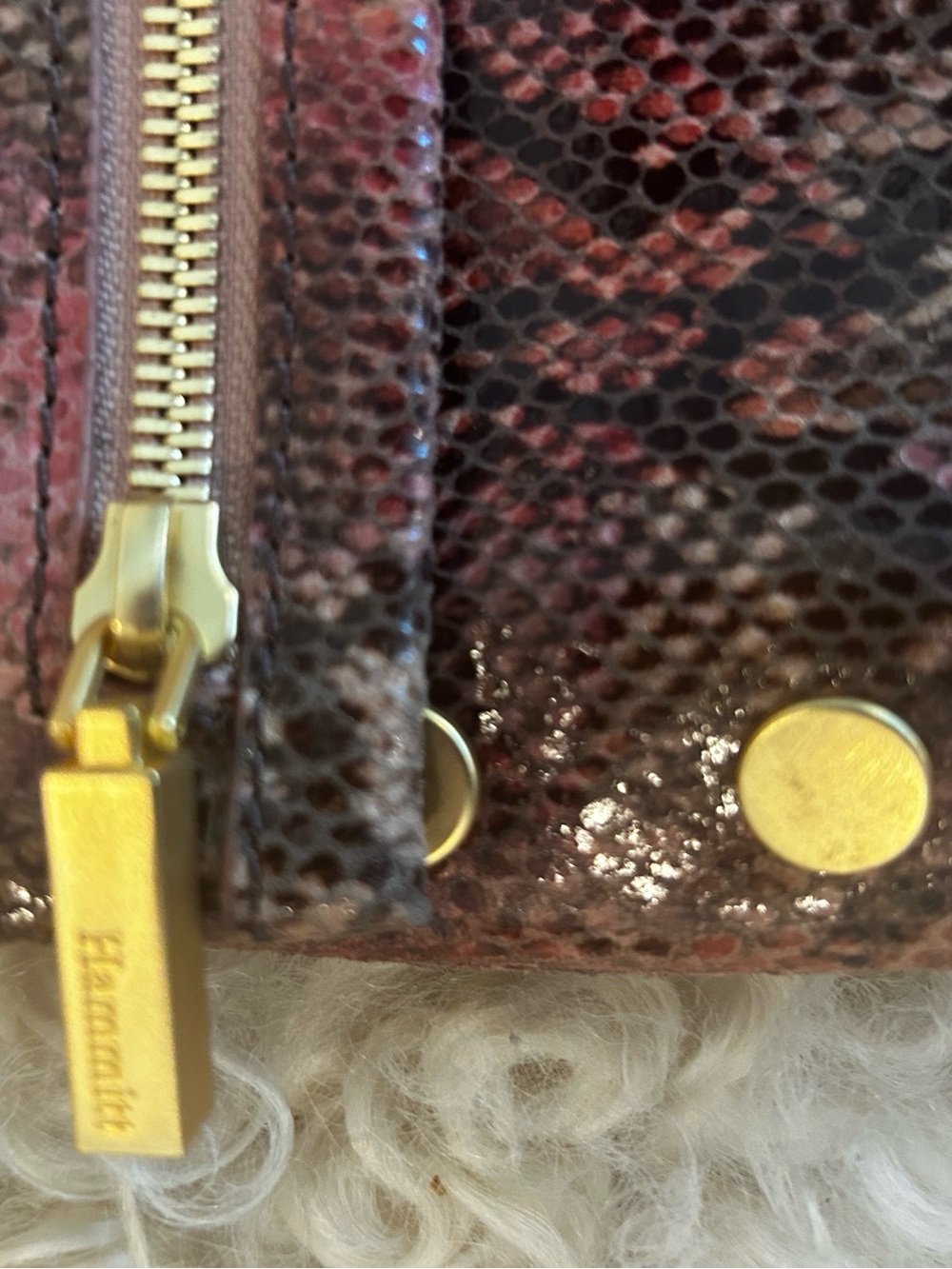 Limited edition Hammitt Snake Print Leather crossbody purse in Brown/Red - Picture 2 of 8